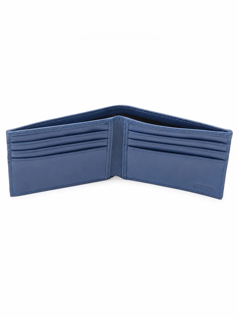 Coach Men's Leather Card Holder Wallet in Deep Blue